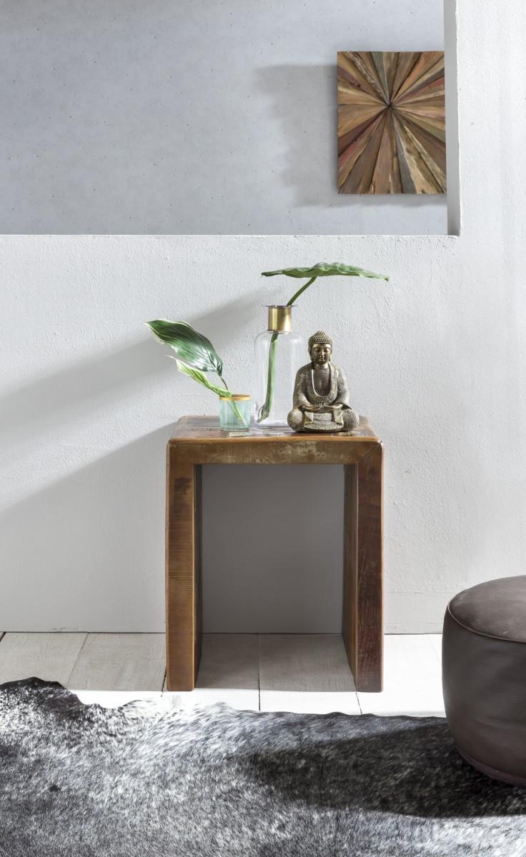 Wohnling Beistelltisch KALKUTTA 45 x 40 x 55 cm Mango Recycling Shabby