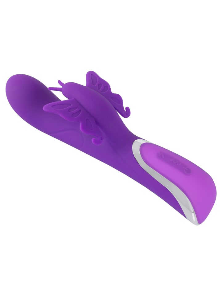 Sweet Smile Vibrator mit Klitorisreizer und Rotation Rechargeable Rotating Vibrator in lila günstig kaufen 23 cm
