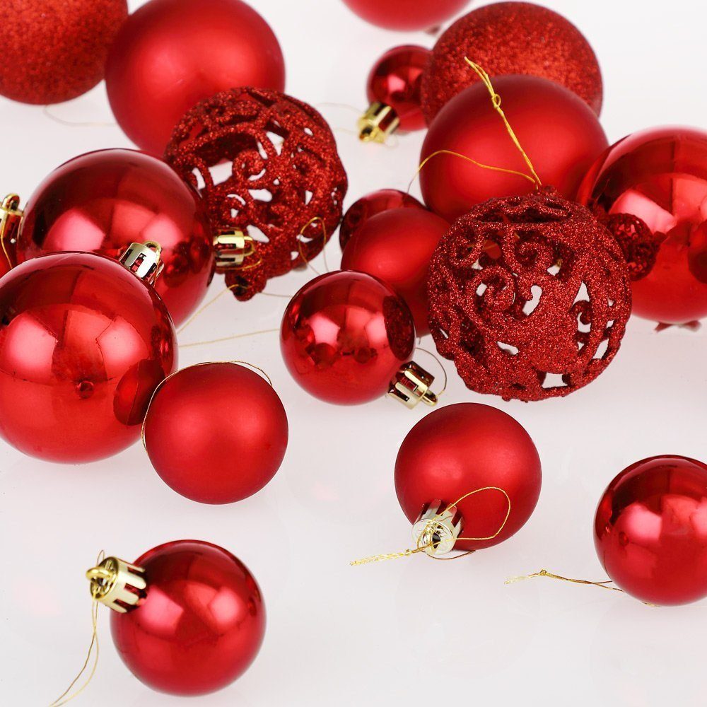 JUNG Christbaumschmuck Christbaumkugeln Weihnachtskugeln 100Stk Christbaumschmuck Kugeln (100-tlg), Weihnachtsdeko Weihnachtsbaumkugeln Weihnachtsschmuck Weihnachten