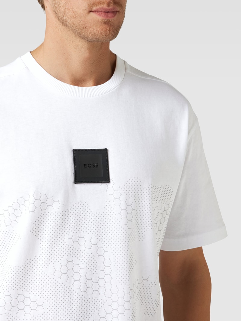 T-Shirt mit Label-Patch Modell 'Talboa Lotus' in weiß
