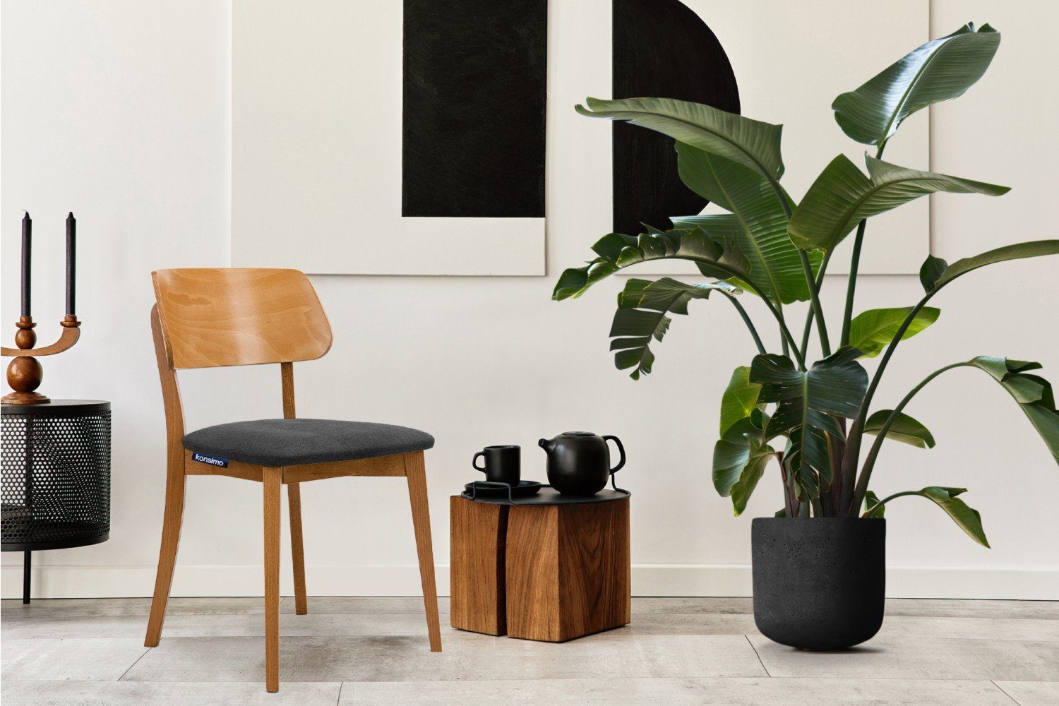 Konsimo Holzstuhl VINIS Esszimmer Stühl Küchenstühl Wohnzimmerstühl Polsterstühl Eiche (Esszimmerstühl, 2 St), Velours-Sitz, Gestell aus Massivholz