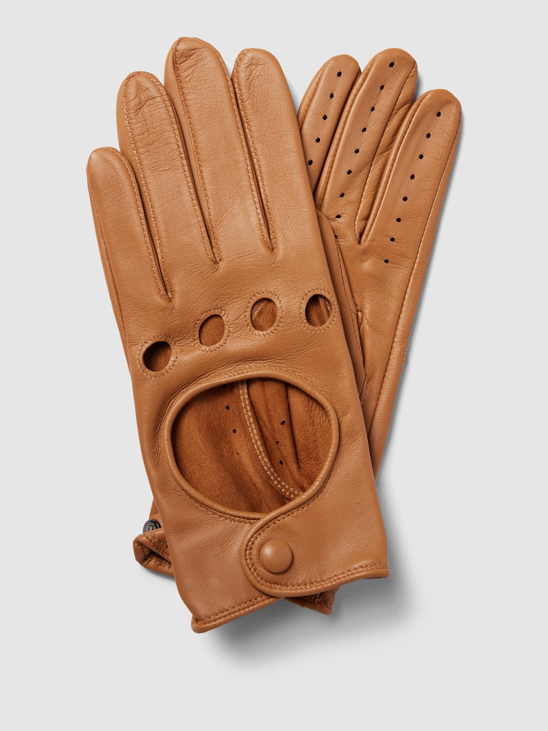 Handschuhe aus echtem Leder mit Cut Out in cognac