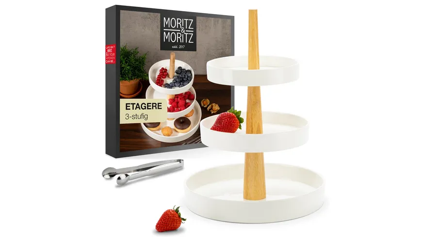 Moritz & Moritz Etagère rund mit Holzstange weiß