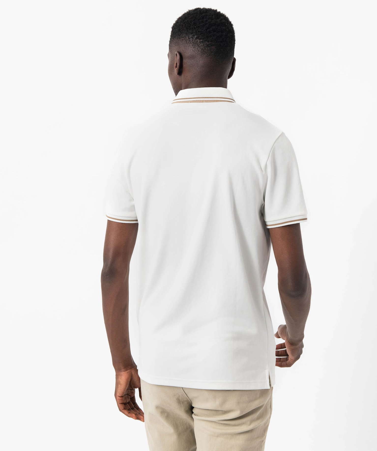 Polo à manches courtes en maille extensible homme blanc | GEMO