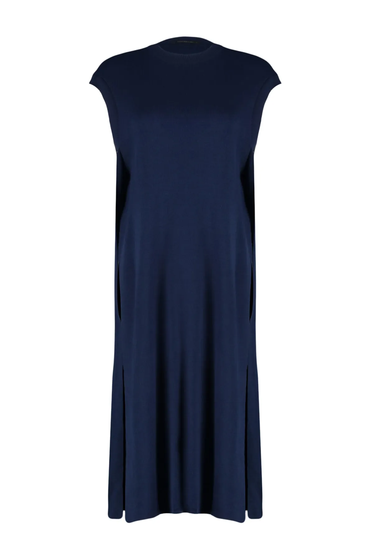 Trendyol Modest  Marineblauer langer Strickpullover mit Seitenschlitzen TCTAW24UV00018