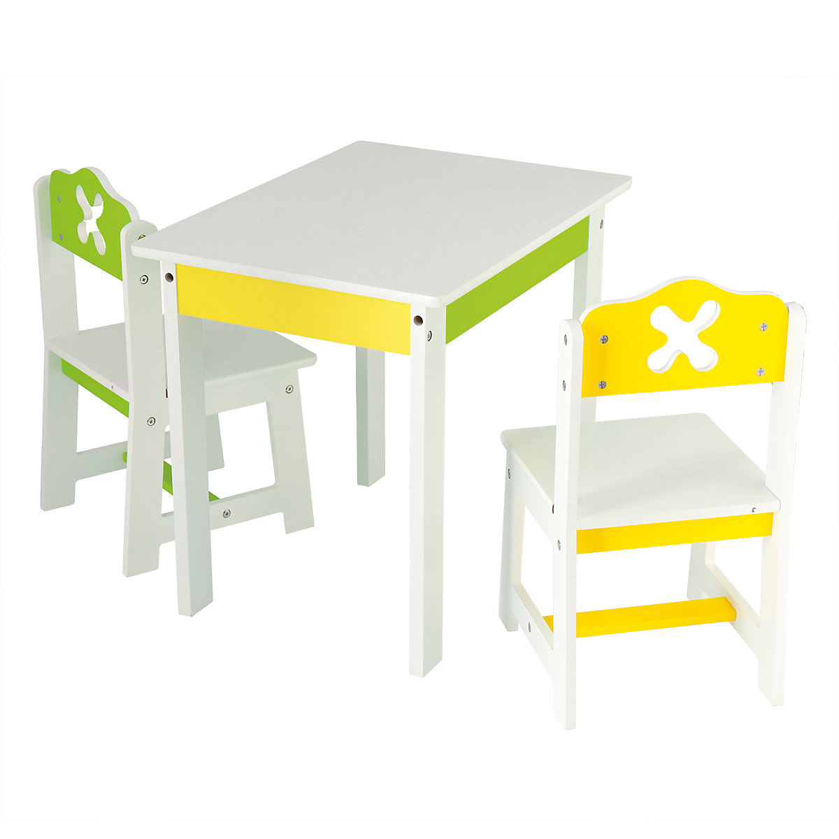 Kindersitzgruppe aus Holz Schönes 3er Set Tisch mit Stühlen Kinder Spieltisch Kindersitzgruppen