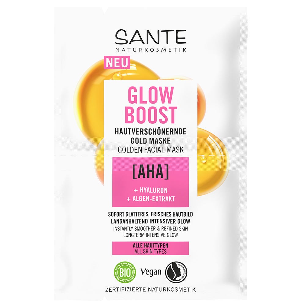 SANTE Glow Boost Hautverschöndergde Gold Maske AHA 8 ml