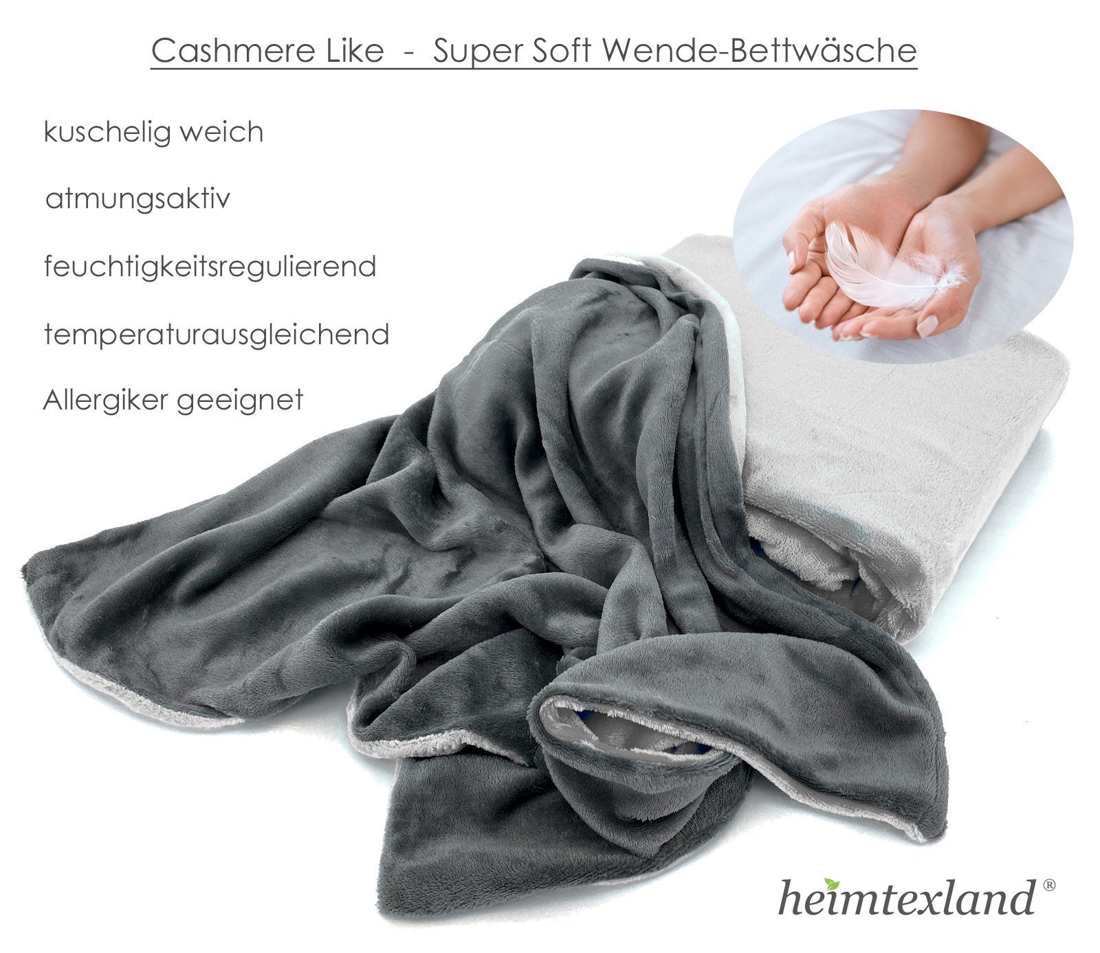 Bettwäsche Super Soft Wende Bettwäsche Teddy Plüsch Bettbezug, heimtexland, Microfaser, 2 teilig, Cashmere Like I kuschelig weich I 135x200 mit Reißverschluss