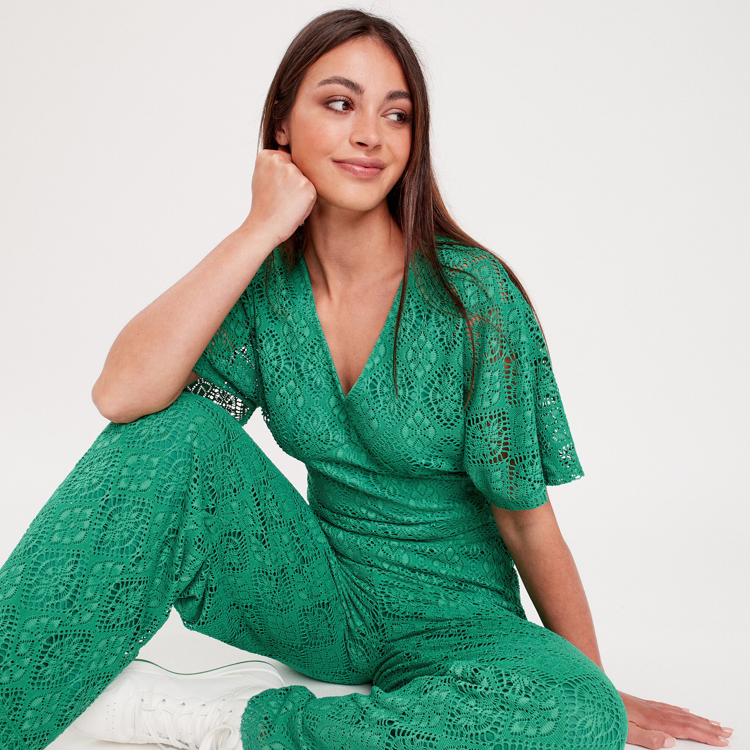 T-shirt avec manches courtes vert émeraude femme | Cache Cache