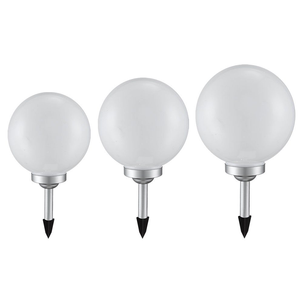 etc-shop LED Gartenleuchte, LED-Leuchtmittel fest verbaut, 3er Set LED Solar Leuchten Kugeln Außen Beleuchtungen Lampen Weiß