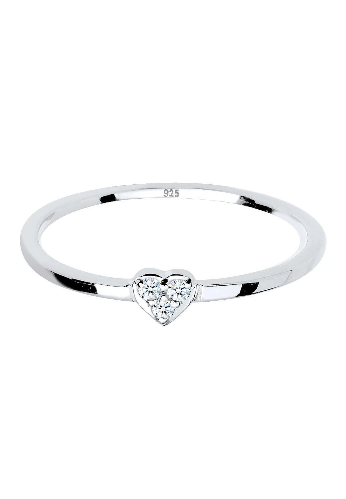 Elli DIAMONDS Damski pierścionek z symbolem serca i diamentem (0,04 ct.) w srebrze próby 925