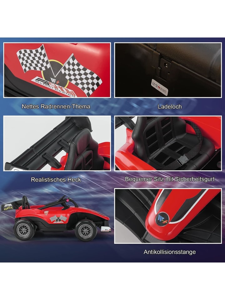 COSTWAY 12V Elektro Rennauto in Rot günstig kaufen 128 cm