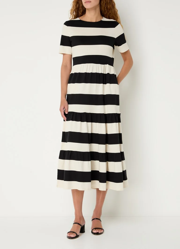 Abito midi Leigh di LKBennett in cotone biologico con righe stampate