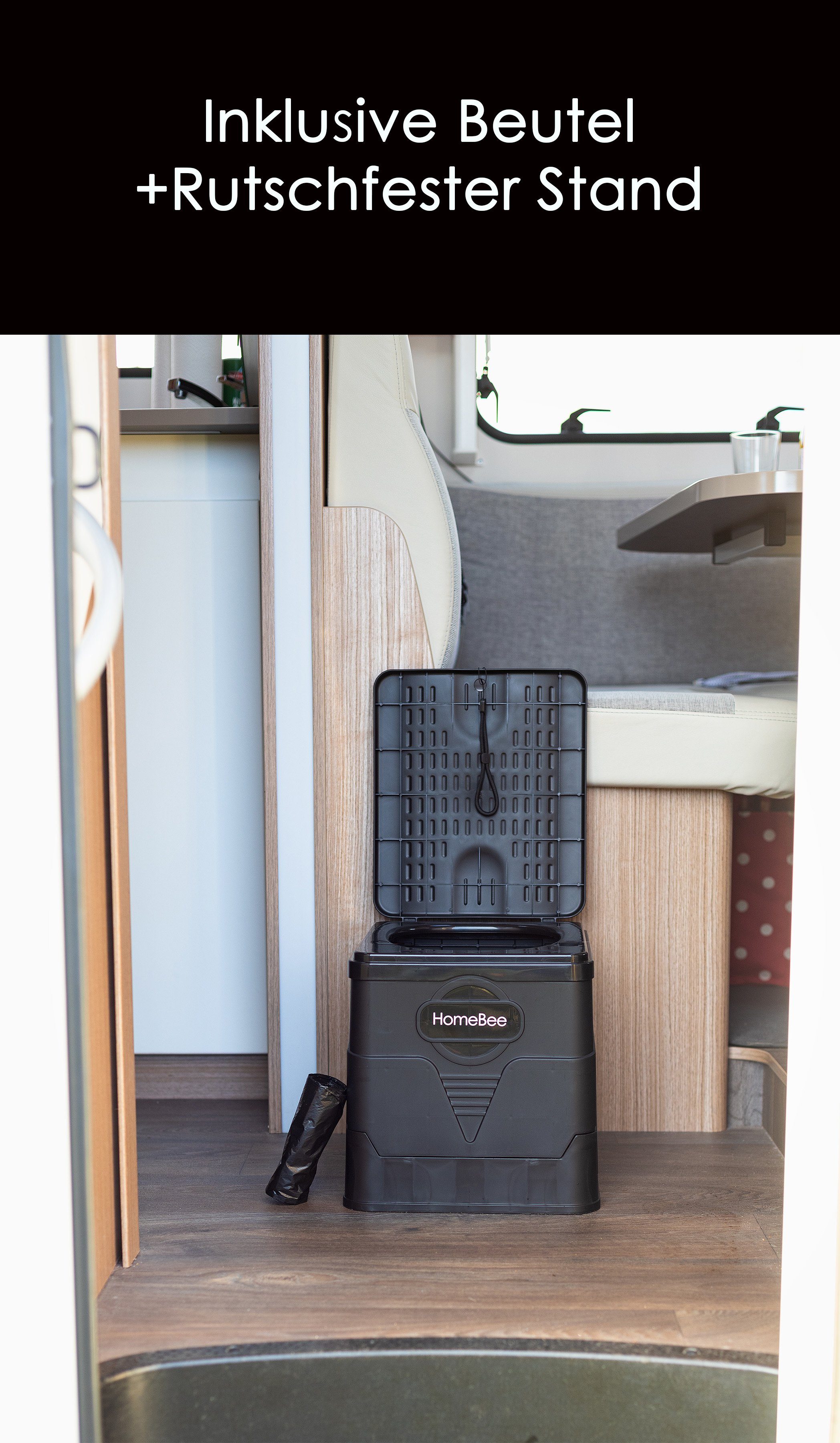HomeBee Campingtoilette Campingtoilette, (Campingtoilette inkl. Beutel, 1-St., Faltbare Trockentoilette mit Deckel), Einfaches Klick-System