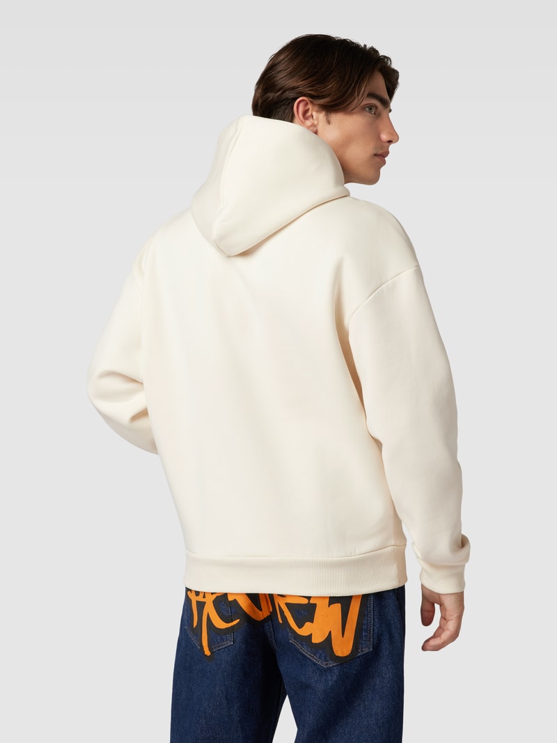 Hoodie aus Baumwoll-Mix mit Label-Detail in ecru