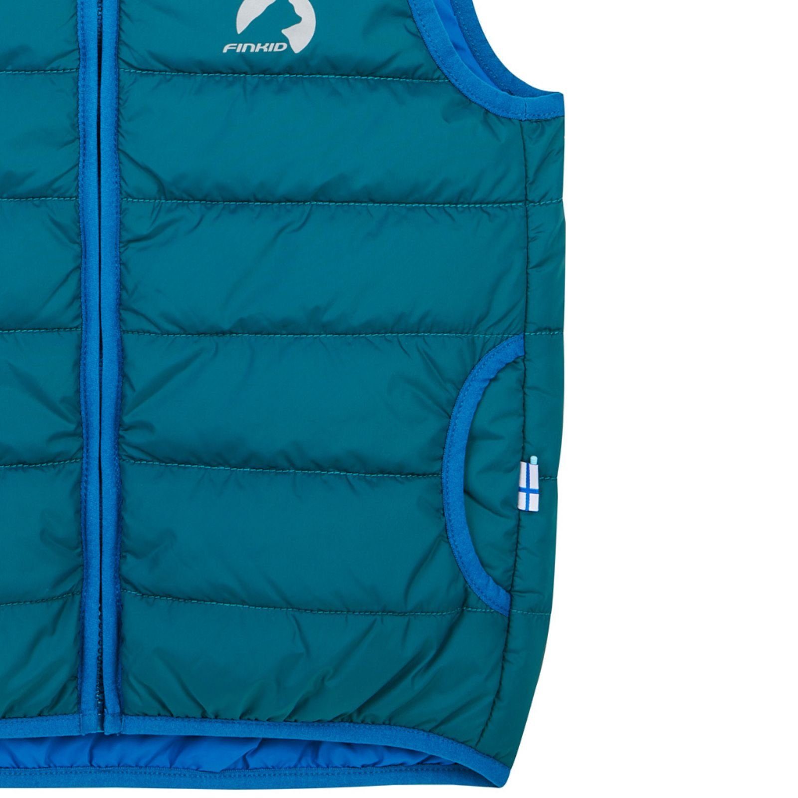 Finkid Funktionsweste Finkid Vanuli Finkid Deep Teal/Seaport Steppweste Zip in abnehmbare Kapuze wärmend Zip-in wattiert