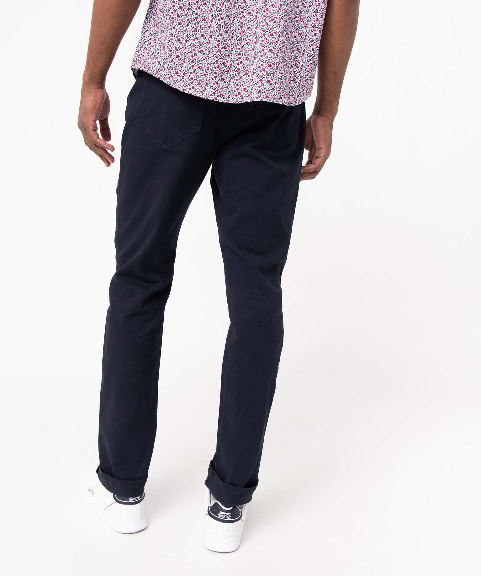 Pantalon homme straight uni en coton stretch bleu | GEMO