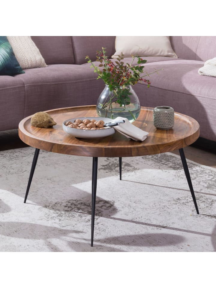 KADIMA DESIGN Couchtisch, Runde Holzplatte, Metallbeine, handgefertigt, pflegeleicht günstig kaufen onesize