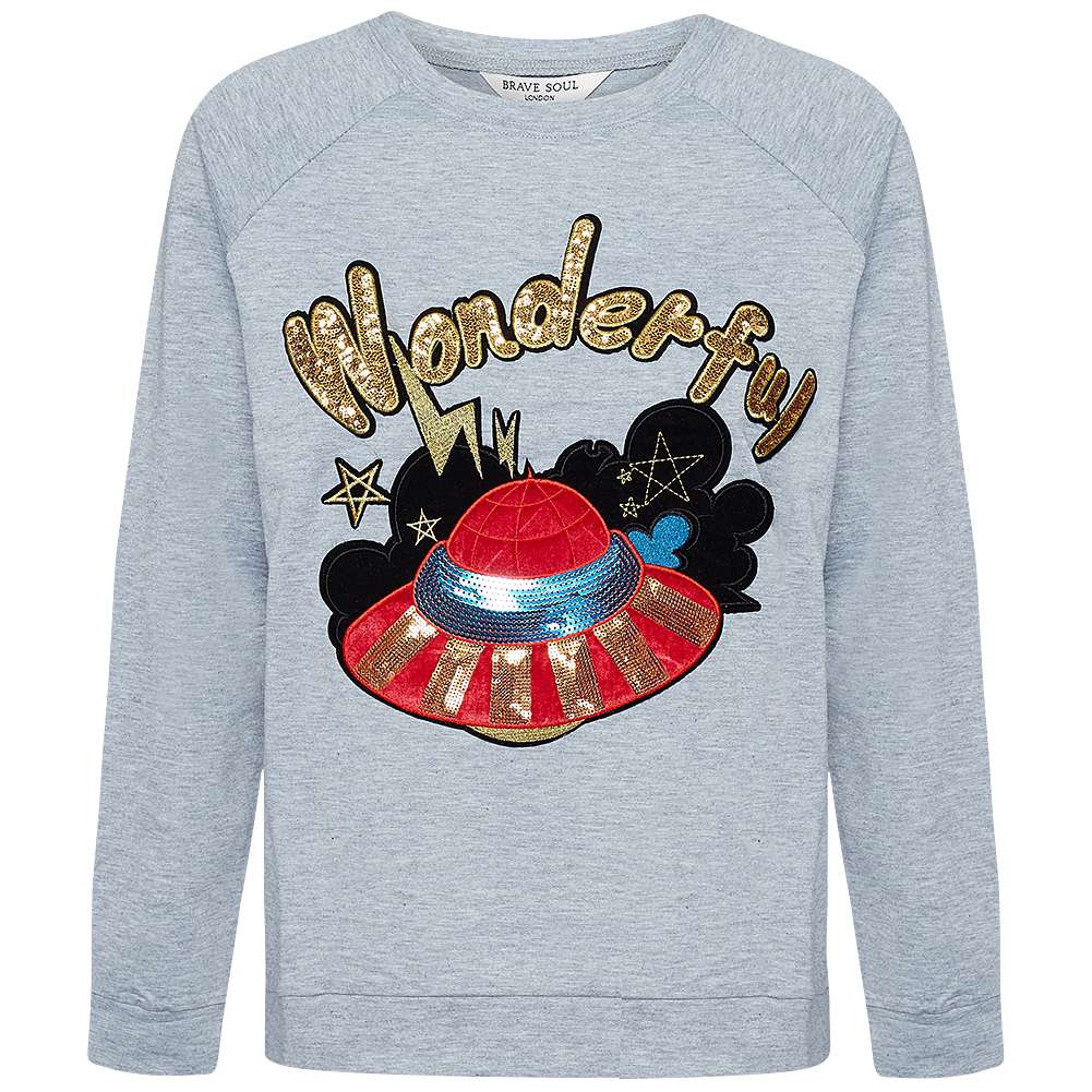 BRAVE SOUL Wonderful Damen Sweatshirt LSS-272WONDER GREY