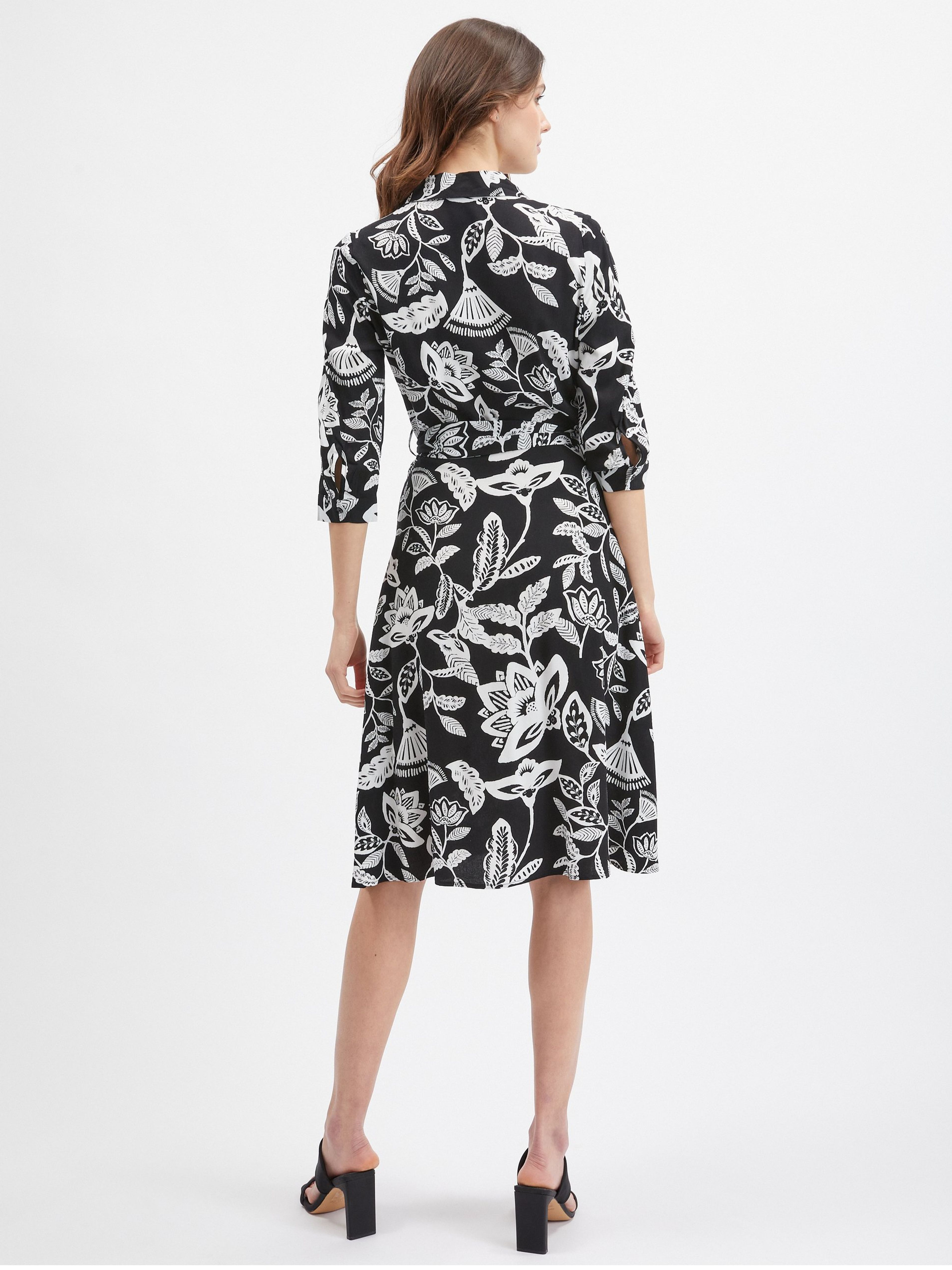 Schwarzes geblümtes Damenkleid ORSAY