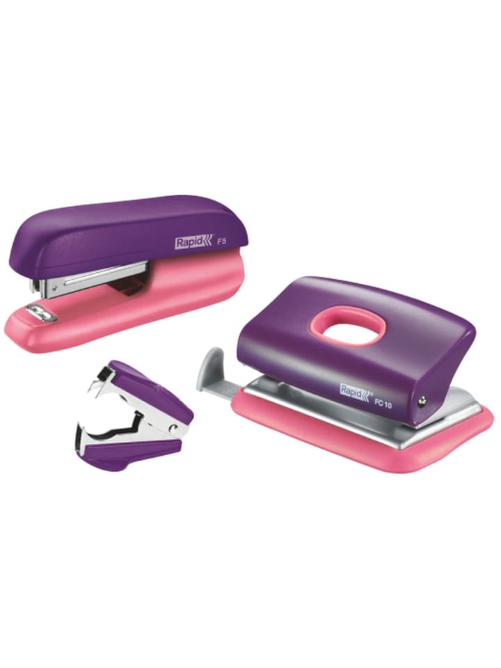 Leitz Schreibtisch-Set Heftgerät F5, Locher FC10, Enthefter C2 violett/apricot günstig kaufen onesize