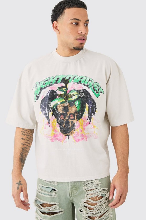 Kastiges Oversize T-Shirt mit Acid-Waschung