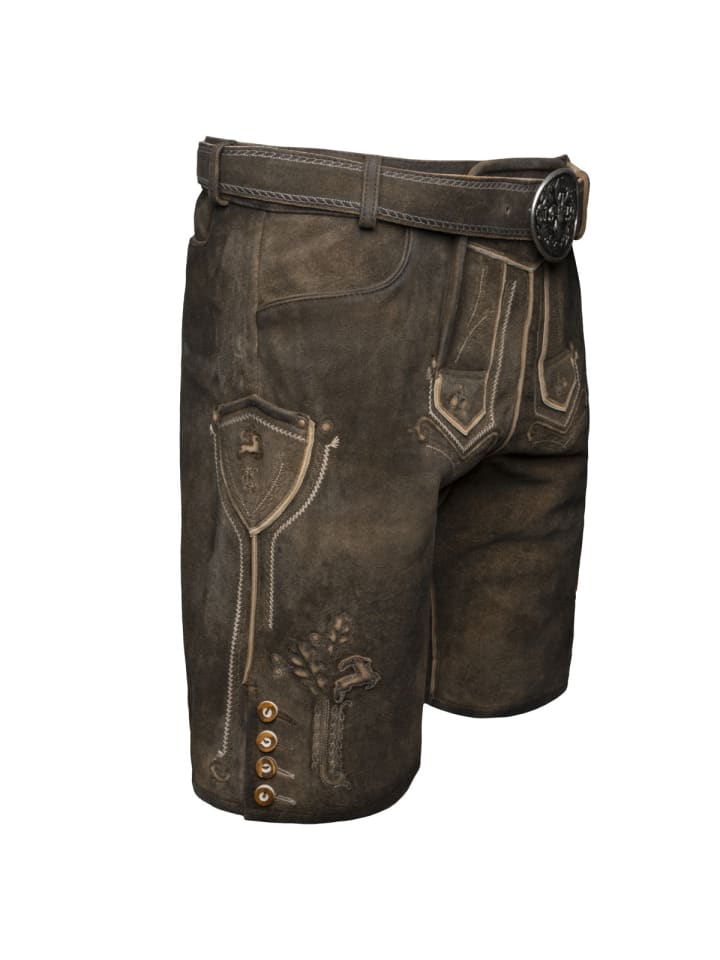 KRÜGER Lederhose Milo mit Gürtel in braun günstig kaufen