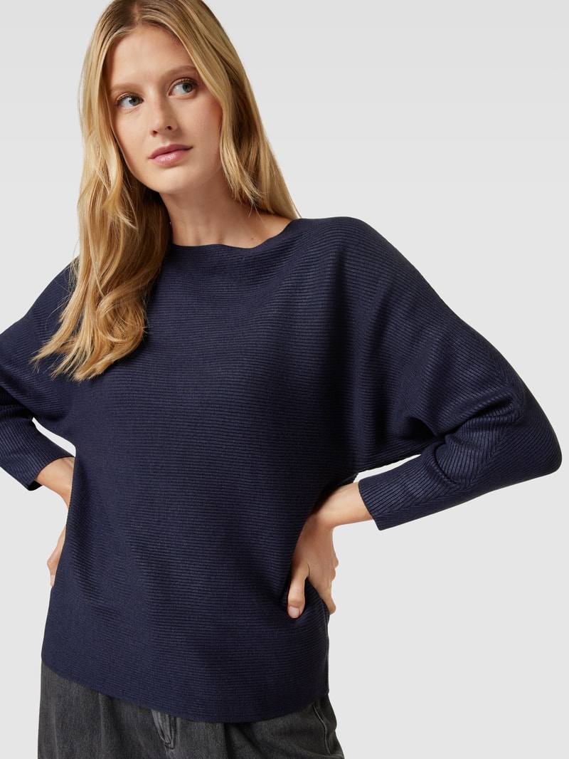 Strickpullover mit U-Boot-Ausschnitt Modell 'Otto' in marineblau