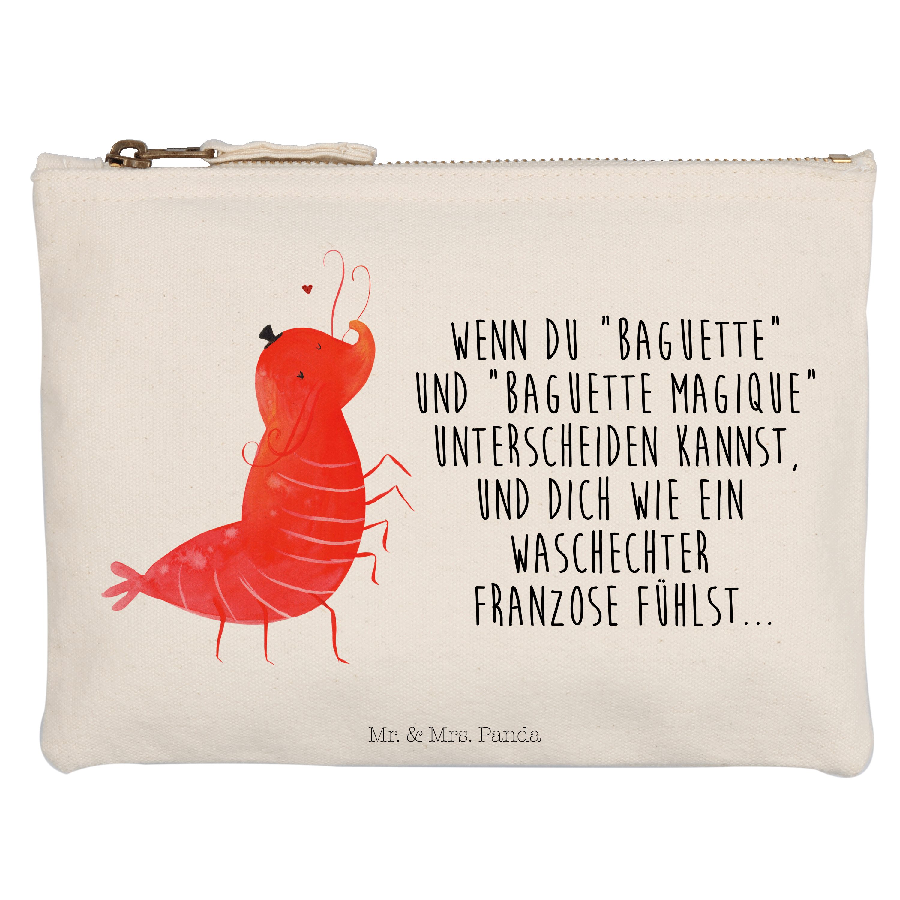 Mr. & Mrs. Panda Kosmetiktasche Garnele Franzose - Weiß - Geschenk, Kosmetiktasche, Kosmetikbeutel, S (1-tlg)
