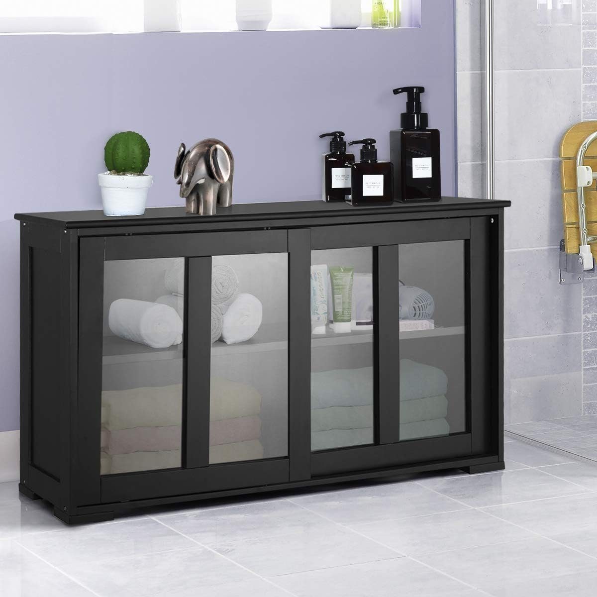 KOMFOTTEU Sideboard Küchenschrank, mit Schiebetüren