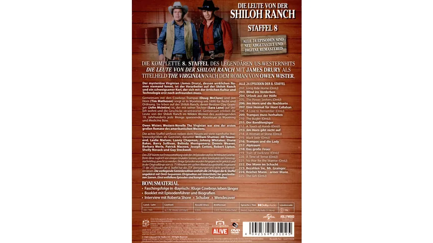 Die Leute von der Shiloh Ranch - Staffel 8 (HD-Remastered) (Fernsehjuwelen)  [9 DVDs]
