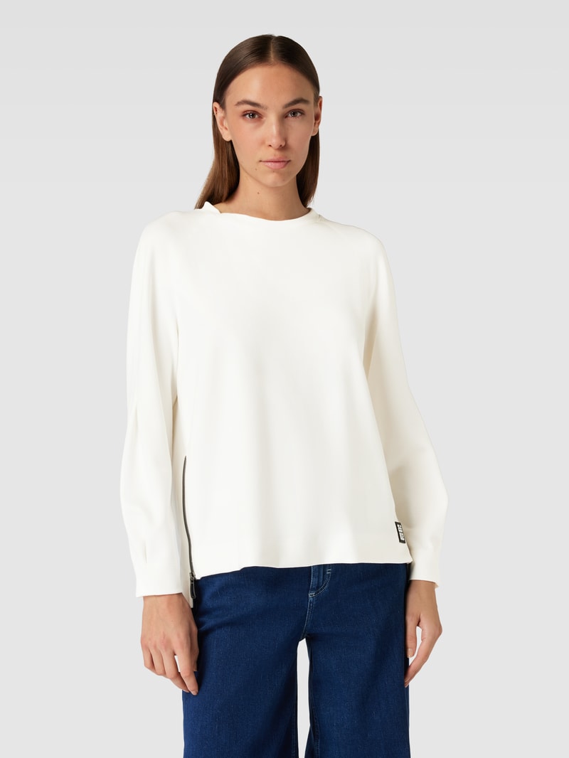 Sweatshirt mit Label-Patch in offwhite