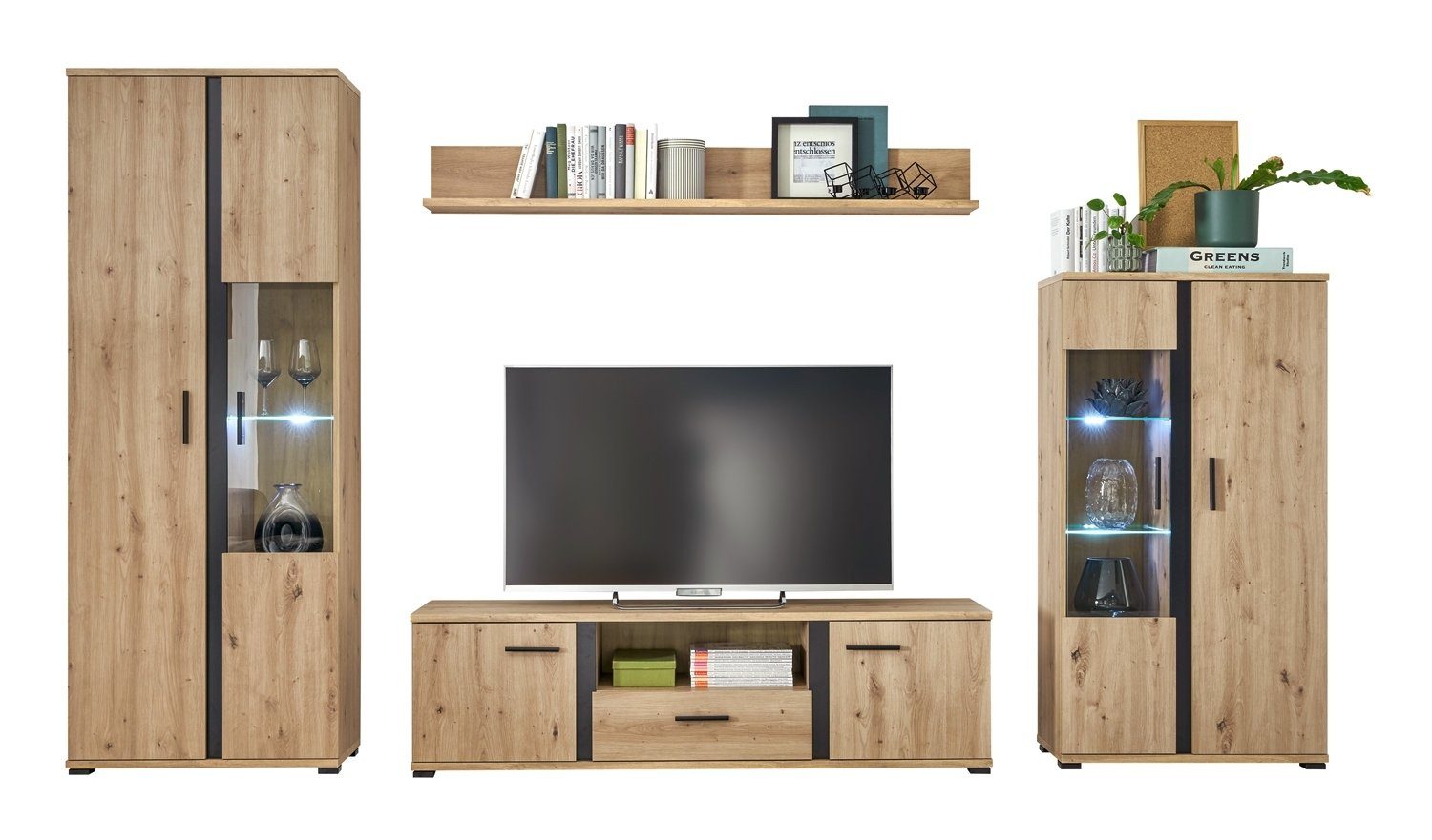 Wohnwand Wohnwand, KLAAS, Braun, B 340 cm, T 40 cm