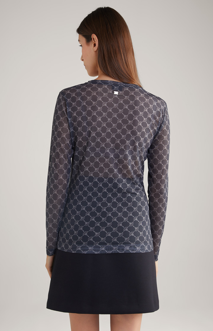 Mesh-Langarm-Shirt in Grau gemustert