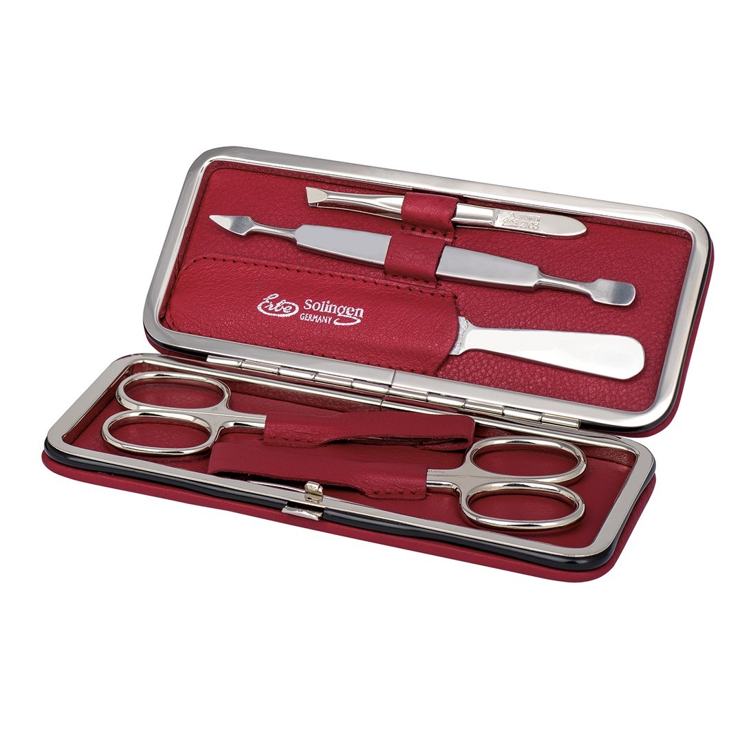 Maniküre Set Bügel-Etui Serie 'Siena'. rot. 5-tlg.