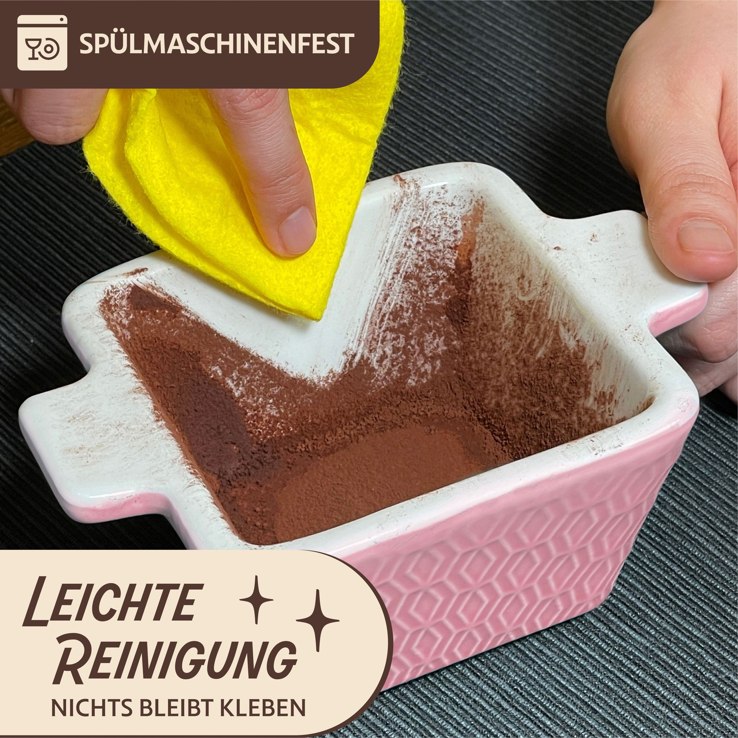 Praknu Auflaufform Klein Mini Auflaufform 1 Person - Stapelbar - Kratz und Schnittfest, Porzellan - Keramik, (4-St), Für Ofen & Airfryer geeignet - Backofenfest - Spülmaschinengeeignet