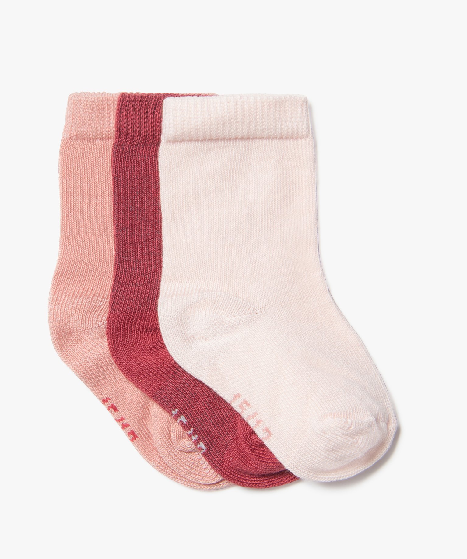 Chaussettes tige haute en coton biologique uni bébé fille ... rose | GEMO