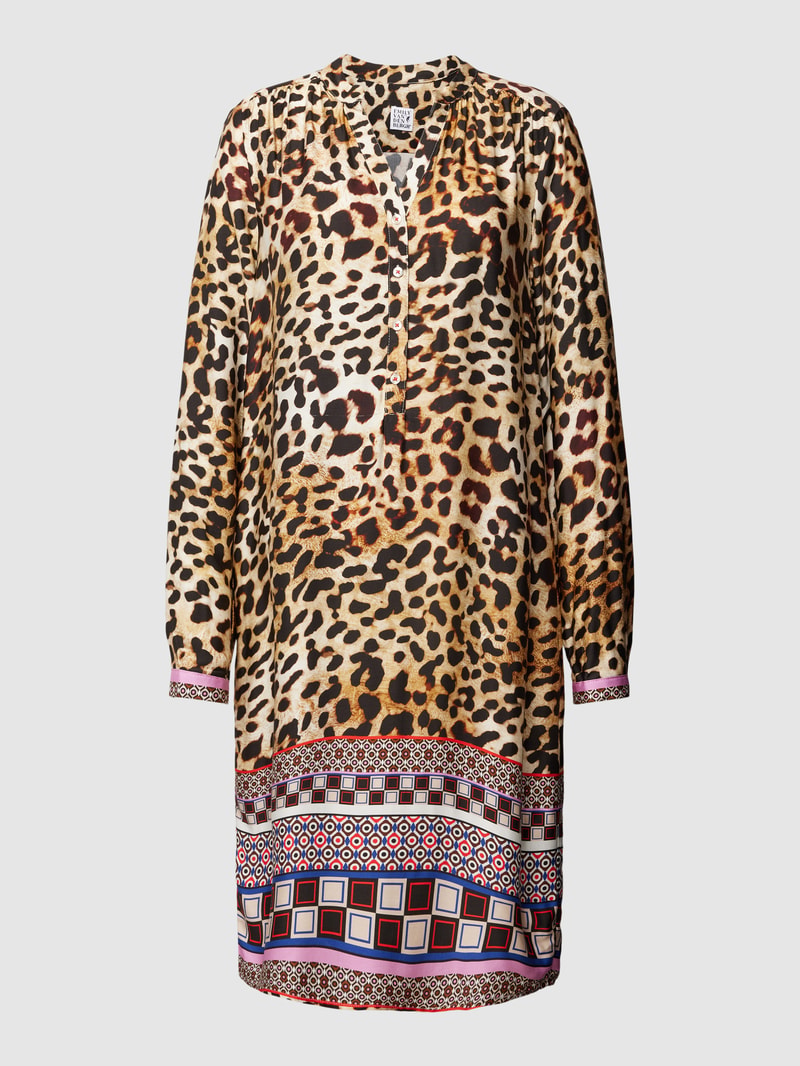 Tunikakleid aus Viskose mit Animal-Print in beige
