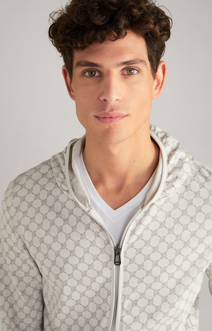 Loungewear Sweatjacke in Offwhite/Grau gemustert