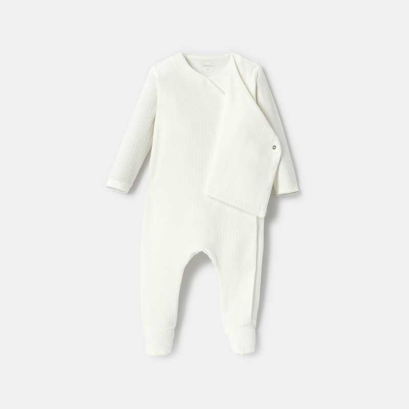 Pyjama cache-cœur en velours dévoré blanc naissance Absorba