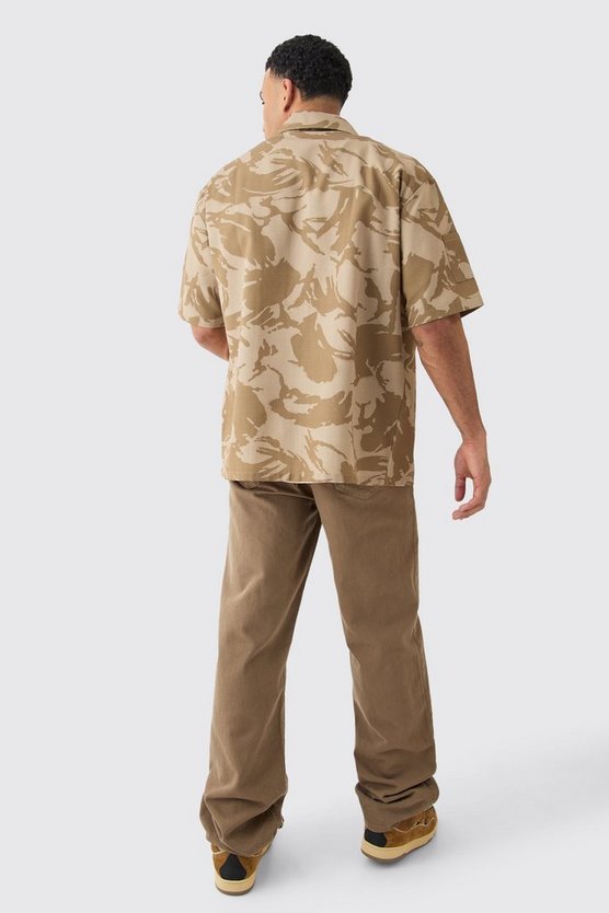 Kastiges Oversize Camouflage Hemd mit Reißverschluss
