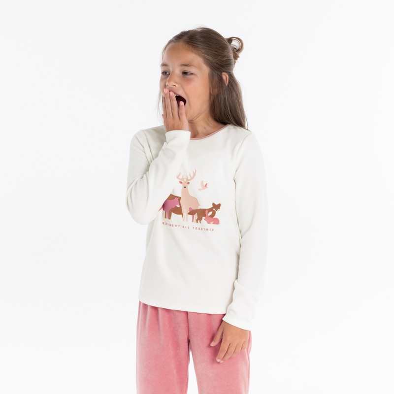Pyjama 2 pièces en velours blanc fille