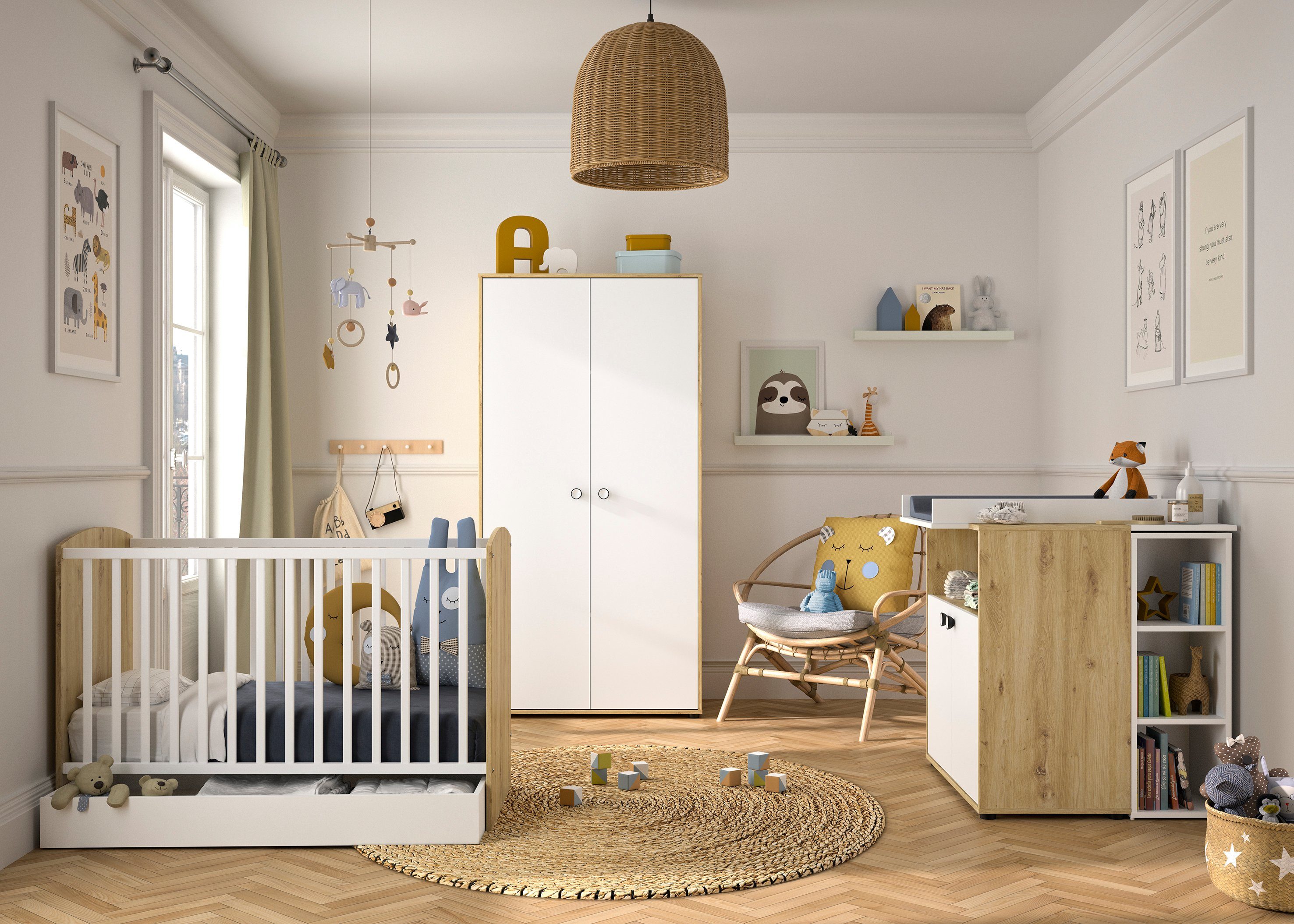 Galipette Bettschubkasten Arthur (1 St), Schublade mit Rollen für das Babybett