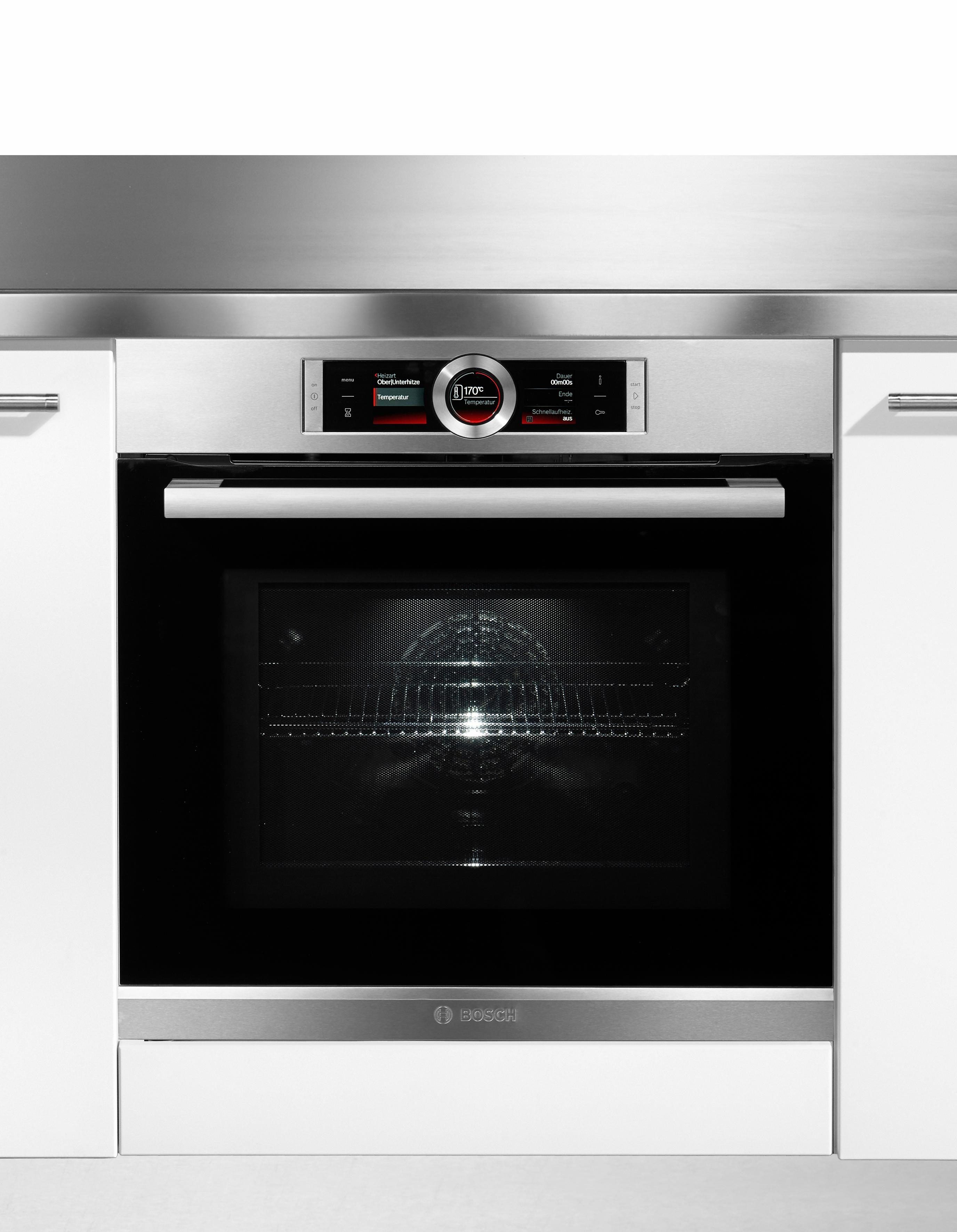 BOSCH Backofen mit Mikrowelle Serie 8 HMG6764S1, mit Vollauszug, Pyrolyse-Selbstreinigung, mit 4D Heißluft