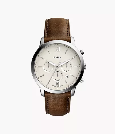 Fossil Herrenuhr Neutra Chronograph Leder Braun