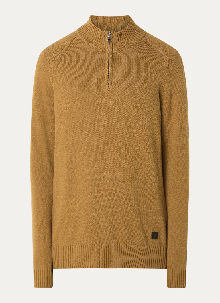 Lyle & Scott Saddle finomkötésű kasmírkeverék pulóver félcipzárral