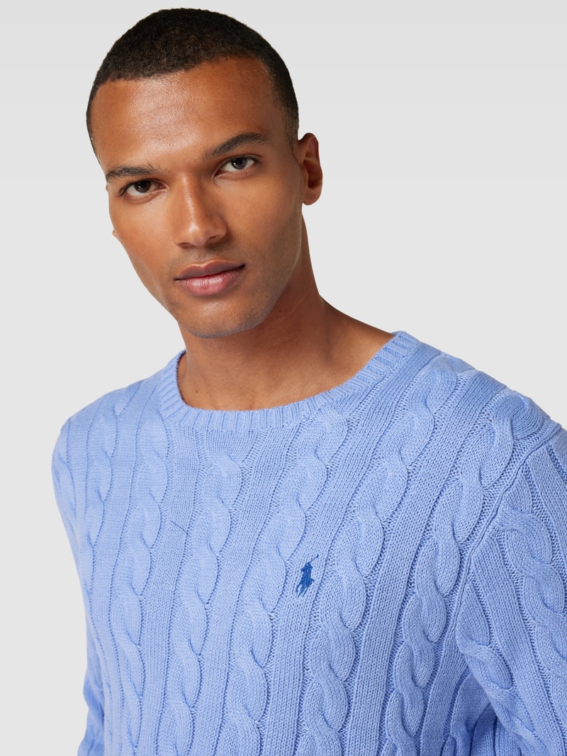 Strickpullover mit Zopfmuster Modell 'Driver' in ozean blau