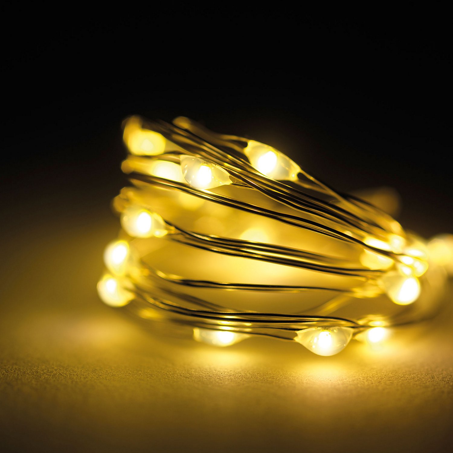 LED Micro-Lichterkette mit Batteriekasten und Timer, 40 LEDs