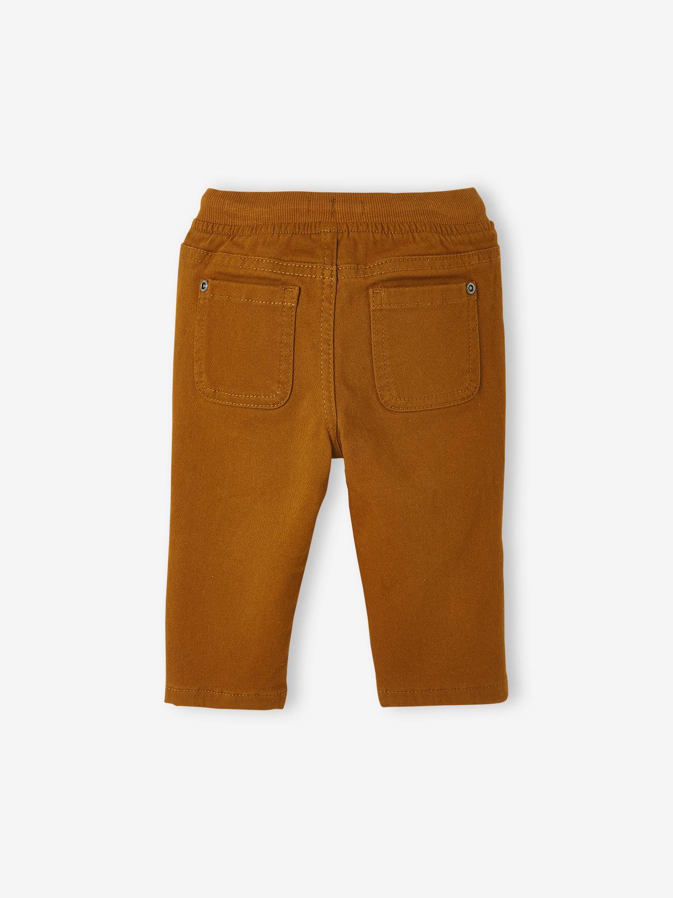 Pantalon en sergé doublé bébé garçon beige poudré