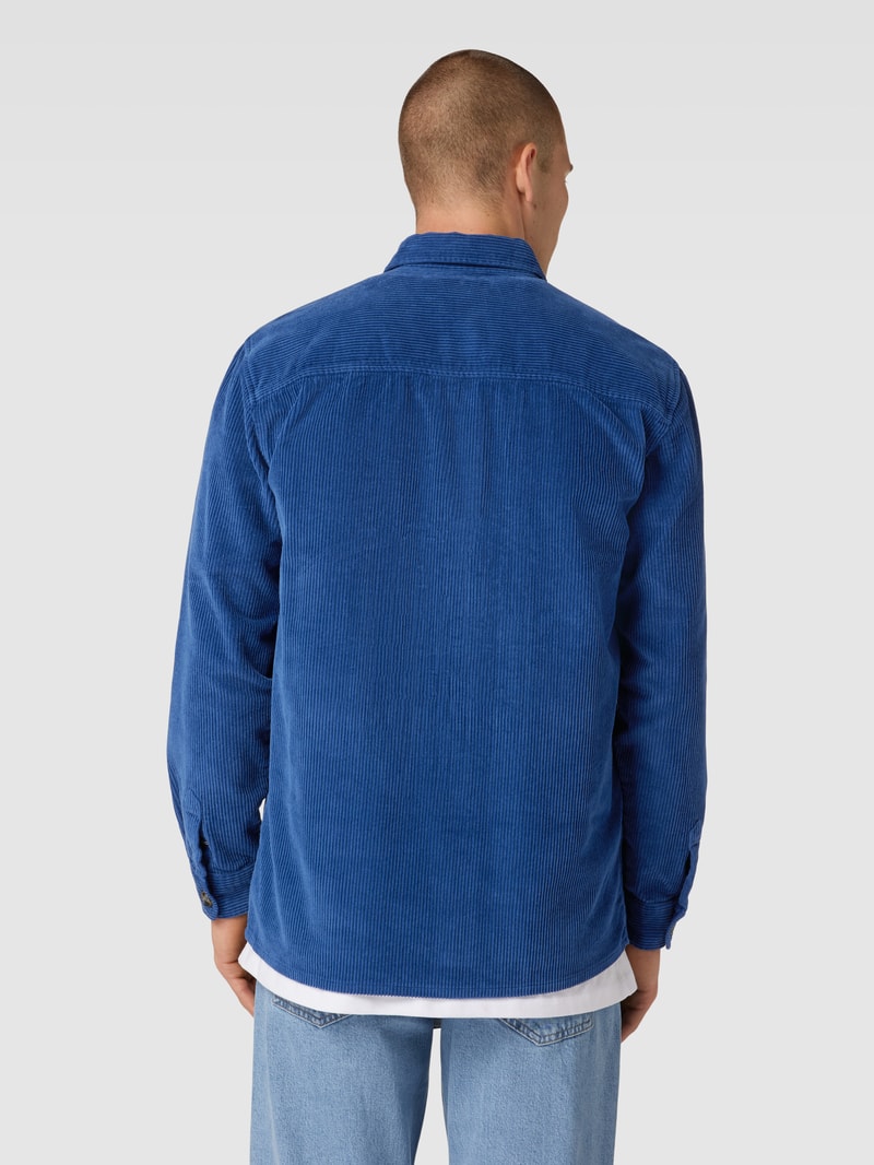 Overshirt aus Cord mit Umlegekragen in blau meliert